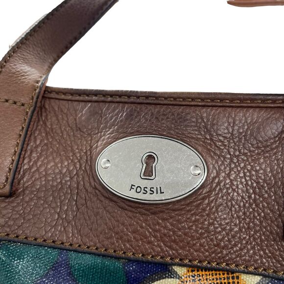 Fossil Shoulder Bag Womens Multicolor Key Per Floral Coated Canvas Inner Pockets - Picture 3 of 16